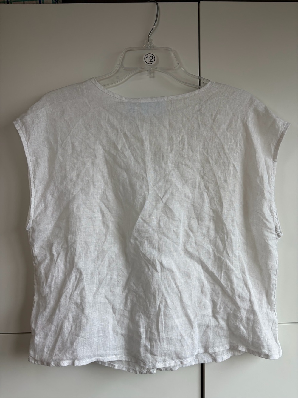 NWT Cynthia Rowley 100% Linen White Tie-Front Short Sleeve Top Large - Picture 8 of 10